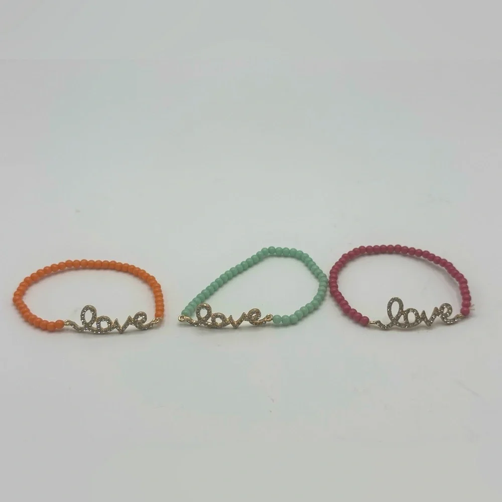 Love‎ Dainty Bead Stretch Bracelet Trio